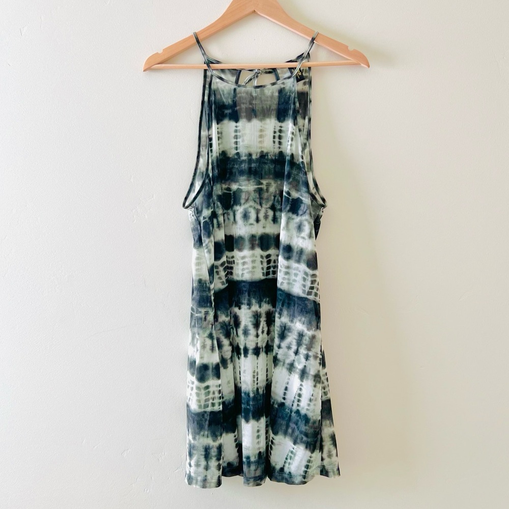 Black & White Tie Dye Mesh Coverup Dress